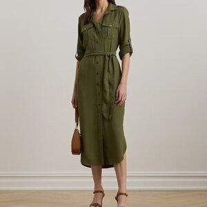 Ralph Lauren Belted Double-Faced Georgette Shirtdress